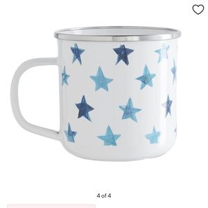 New Pottery Barn Americana Watercolor Stars Enamel Mug